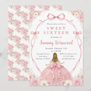 Invitation Fête d'anniversaire des seize ans de la princesse