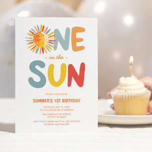 Invitation Fête d'anniversaire des Sunshine Kids pour un an s