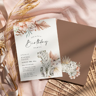 Invitation Fête d'anniversaire des Tigres Boho Tropicaux