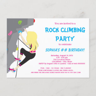 Invitation Fête d'anniversaire d'escalade de roche de filles