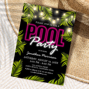 Invitation Fête d'anniversaire d'été à la piscine pour adulte