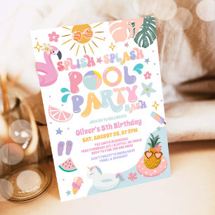 Invitation Fête d'anniversaire d'été à la piscine Splish Spla