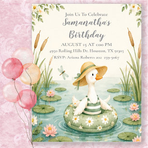 Invitation Fête d'anniversaire d'été au bassin aux nénuphars
