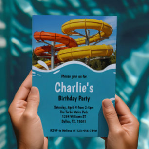Invitation Fête d'anniversaire d'été au parc aquatique pour a