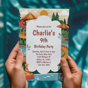 Invitation Fête d'anniversaire d'été au parc aquatique pour e