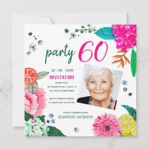Invitation Fête d'anniversaire d'été fleurie et fruitée