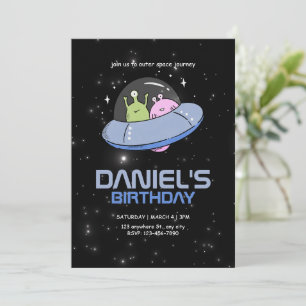 Invitation Fête d'anniversaire d'extraterrestre d'OVNI annive