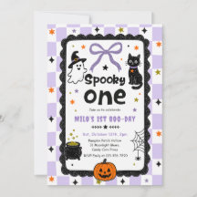 Fête d'anniversaire d'Halloween Gingham Spooky One
