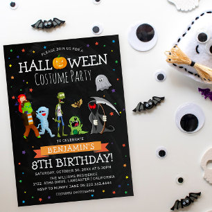 Invitation Fête d'anniversaire d'Halloween pour enfants amusa