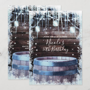Invitation Fête d'anniversaire d'hiver en bois rustique