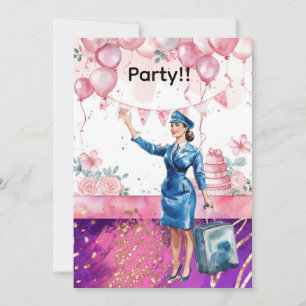 Invitation Fête d'anniversaire d'hôtesse de l'air 
