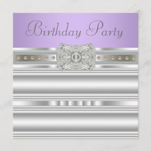 Invitation Fête d'anniversaire Diamants d'Argent Lavande Viol