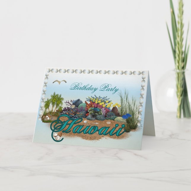 Invitation Fête d'anniversaire d'île d'Hawaï (Devant)