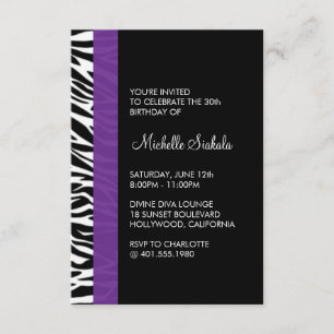Invitation fête d'anniversaire d'impression zébrée