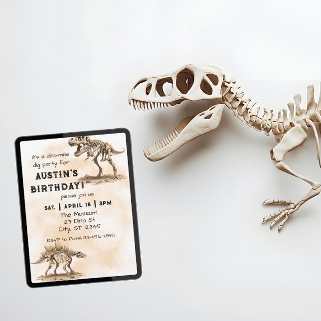 Invitation Fête d'anniversaire Dino-Mite Dig (Créateur téléchargé)