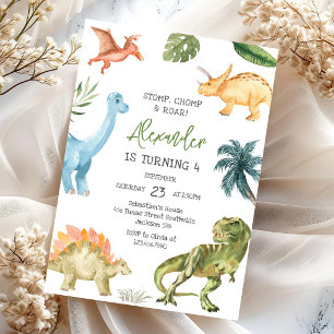 Invitation Fête d'anniversaire Dinosaure Piétinement Broiemen