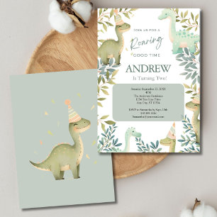 Invitation Fête d'anniversaire dinosaure pour garçons 1er 2e