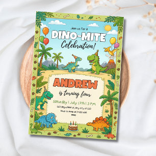 Invitation Fête d'anniversaire dinosaures Enfants dinos Thème