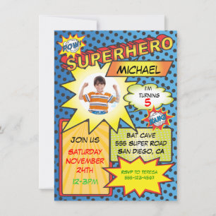 Invitation Fête d'anniversaire d'insertion de photo de super