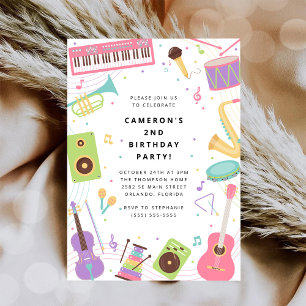 Invitation Fête d'anniversaire d'instrument de musique 