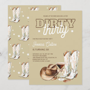 Invitation Fête d'anniversaire Dirty Thirty 30 ans à la campa