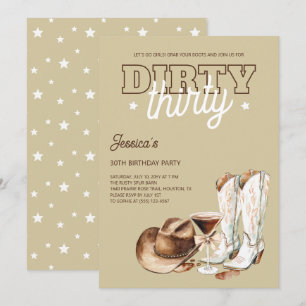 Invitation Fête d'anniversaire Dirty Thirty 30 ans Western Ma