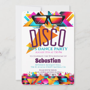 Invitation Fête d'anniversaire Disco
