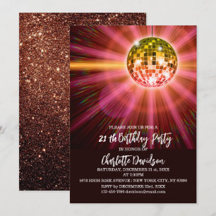 Invitation Fête d'anniversaire Disco 21 ans