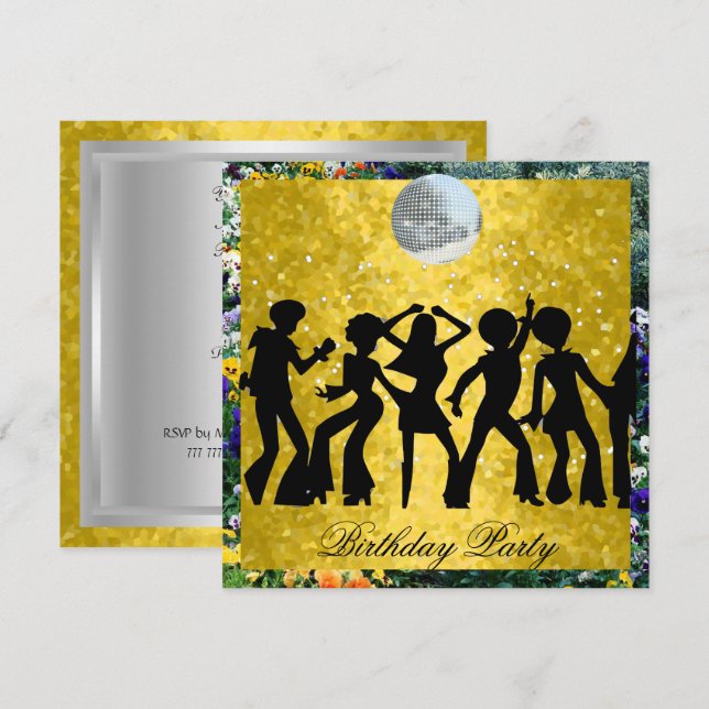 Invitation Fête d'anniversaire Disco 70's Rétro 2 (Devant / Derrière)