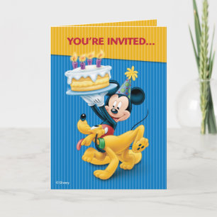 Invitation Fête d'anniversaire Disney Mickey Mouse & Pluto