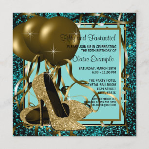 Invitation Fête d'anniversaire d'or de la femme noire de