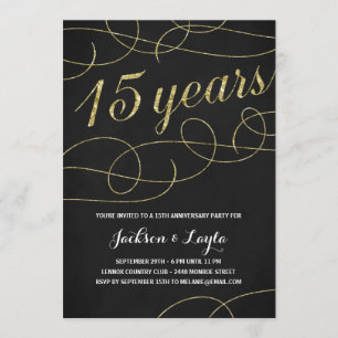 Invitation Fête d'anniversaire d'or élégant 15ème