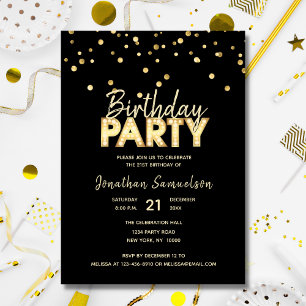Invitation FÊTE D'ANNIVERSAIRE D'OR Moderne