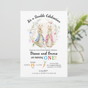 Invitation Fête d'anniversaire double frères et soeurs