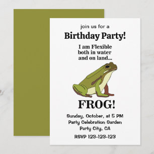 Invitation Fête d'anniversaire drôle de Grenouille Verte