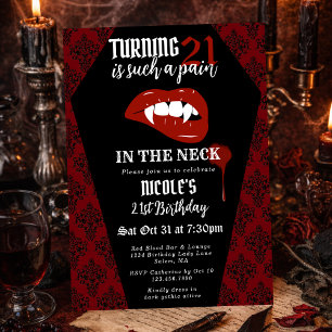 Invitation Fête d'anniversaire drôle horreur gothique vampire