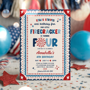 Invitation Fête d'anniversaire du 14 juillet petite pétarde 4