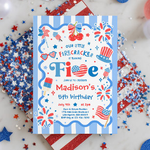 Invitation Fête d'anniversaire du 14 juillet petite pétarde 5