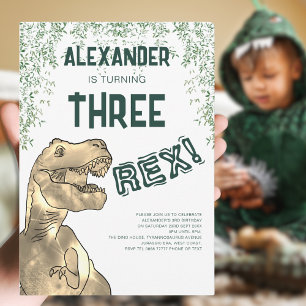 Invitation Fête d'anniversaire du 3ème anniversaire de Dinosa