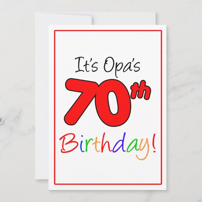 Invitation Fête d'anniversaire du 70e anniversaire de l'Opa (Devant)