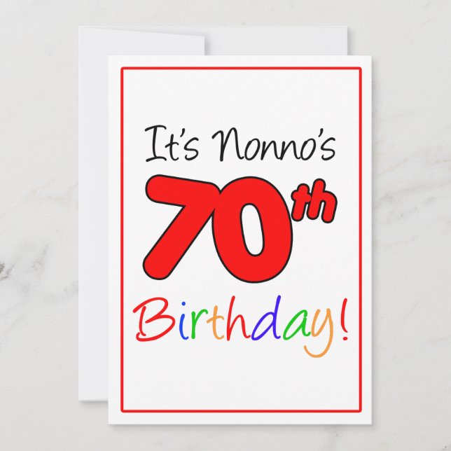 Invitation Fête d'anniversaire du 70e anniversaire de Nonno (Devant)