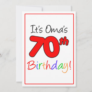 Invitation Fête d'anniversaire du 70e anniversaire d'Oma