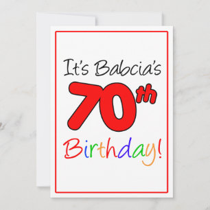 Invitation Fête d'anniversaire du 70ème anniversaire de Babci