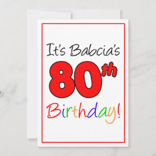 Invitation Fête d'anniversaire du 80ème anniversaire de Babci