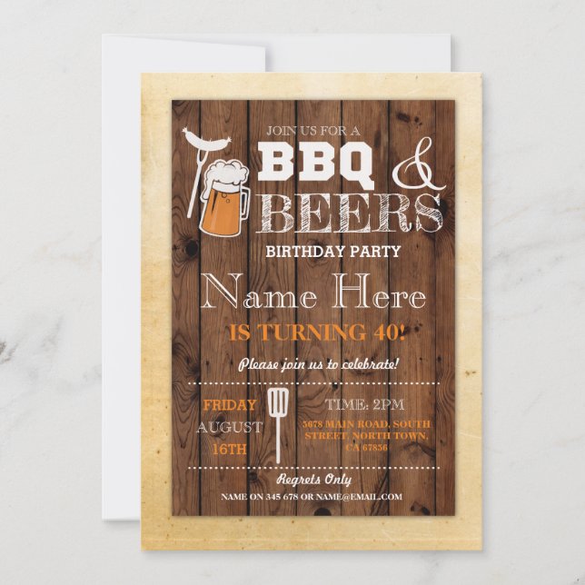 Invitation Fête d'anniversaire du barbecue Cheers & Beers N'I (Devant)