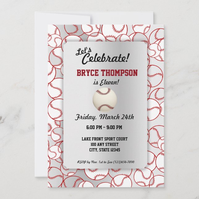 Invitation Fête d'anniversaire du baseball (Devant)