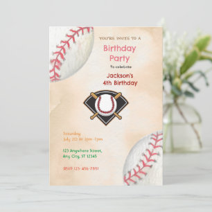 Invitation Fête d'anniversaire du baseball