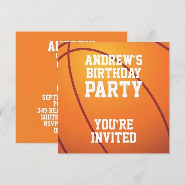 Invitation Fête d'anniversaire du basket-ball (Devant / Derrière)