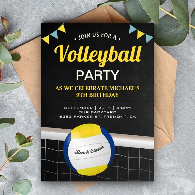 Invitation Fête d'anniversaire du beach volley (Créateur téléchargé)
