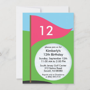 Invitation Fête d'anniversaire du Bogie Mini Golf de Pink éle